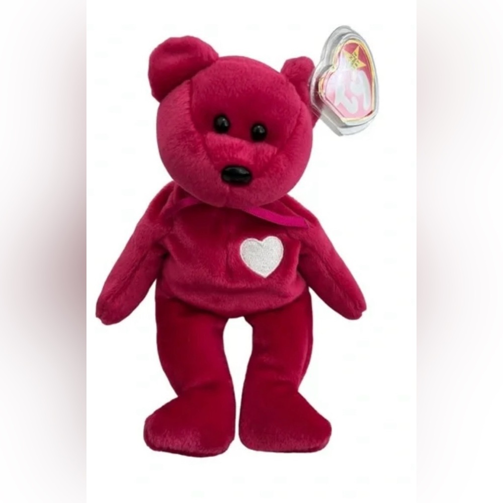 RARE! TY Beanie Baby Valentina Red/pink plush The Bear With Errors~Mint~Retired